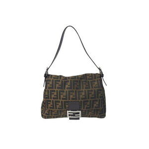 FENDI Mamma Bucket Shoulder Bag Zucca Brown Canvas Leather